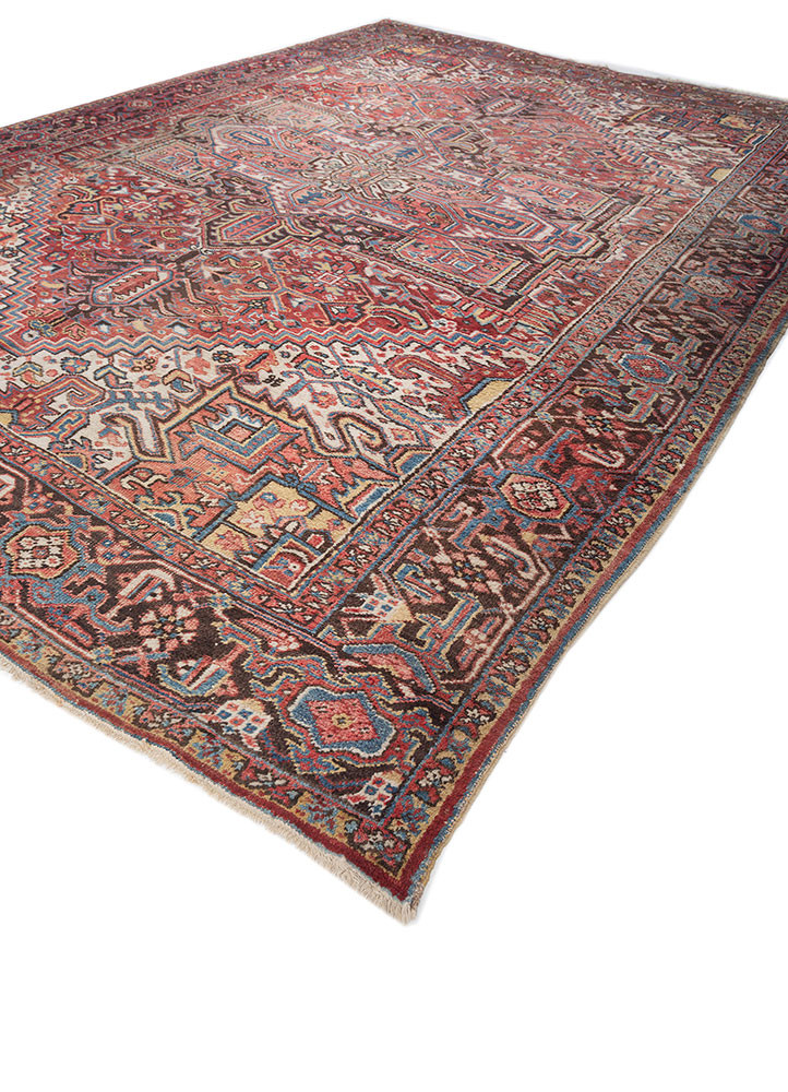 aalam red and orange wool hand knotted Rug - FoldShot aalam red and orange wool hand knotted Rug - FoldShot