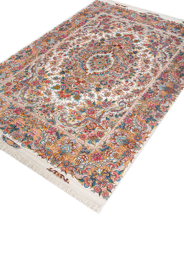 aalam blue wool and silk hand knotted Rug - FoldShot
