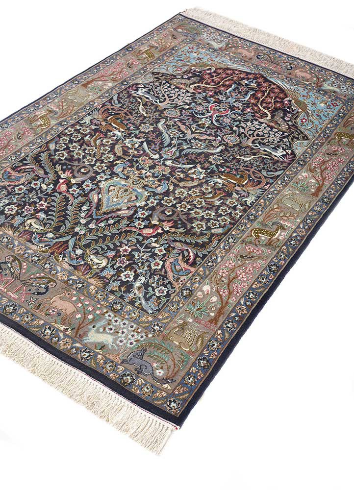 Aalam Green Hand Knotted Wool and Silk RugsPae5727Jaipur Rugs