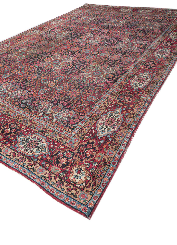 aalam red and orange wool hand knotted Rug - FoldShot