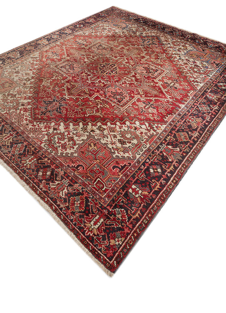 aalam red and orange wool hand knotted Rug - FoldShot aalam red and orange wool hand knotted Rug - FoldShot