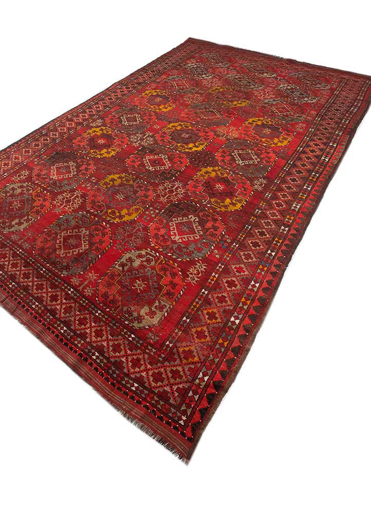 kiaan red and orange wool hand knotted Rug - FoldShot