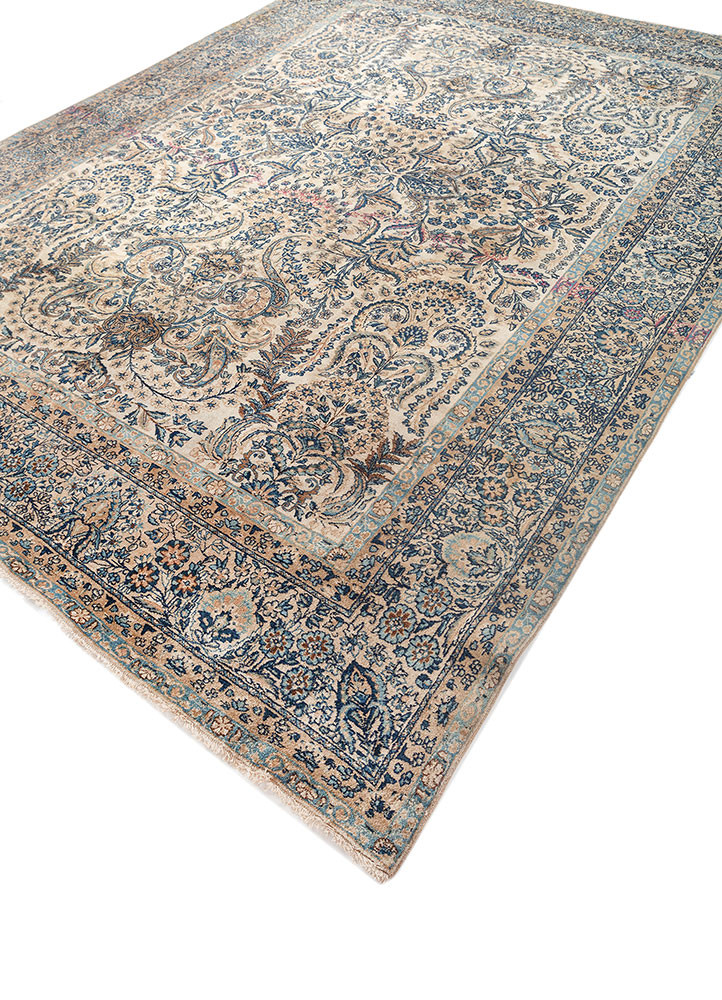 aalam blue wool hand knotted Rug - FoldShot aalam blue wool hand knotted Rug - FoldShot