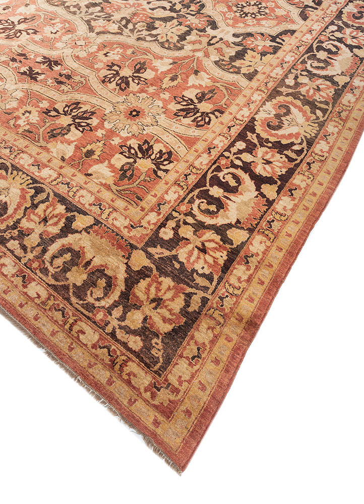 aalam red and orange wool hand knotted Rug - FoldShot aalam red and orange wool hand knotted Rug - FoldShot