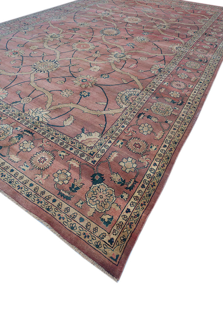 aalam red and orange wool hand knotted Rug - FoldShot aalam red and orange wool hand knotted Rug - FoldShot