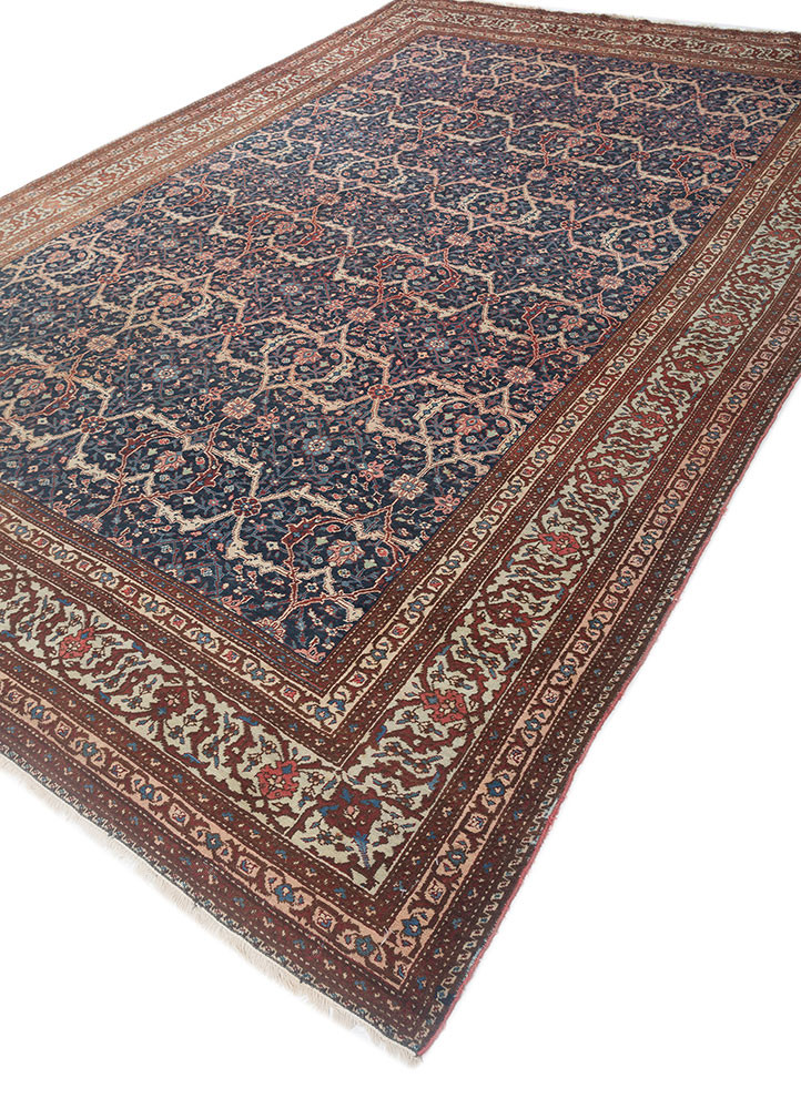 aalam blue wool hand knotted Rug - FoldShot