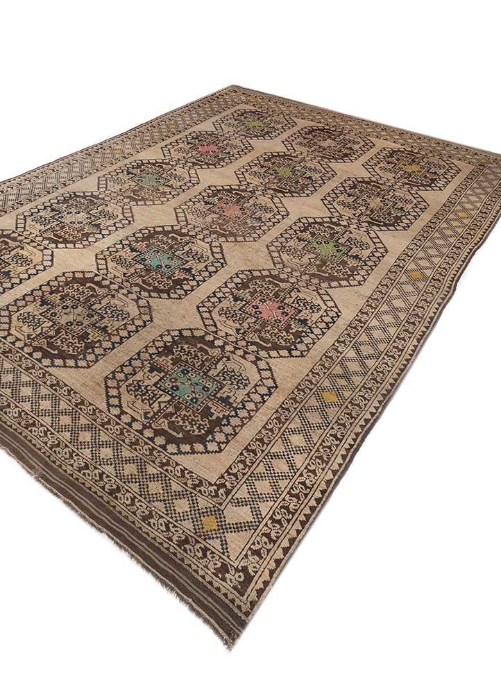 kiaan beige and brown wool hand knotted Rug - FoldShot