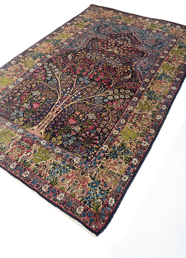 aalam blue wool hand knotted Rug - FoldShot aalam blue wool hand knotted Rug - FoldShot