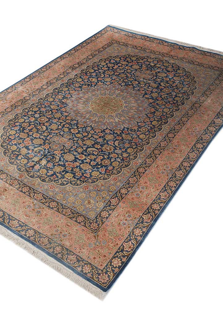 gulmarg blue silk hand knotted Rug - FoldShot gulmarg blue silk hand knotted Rug - FoldShot