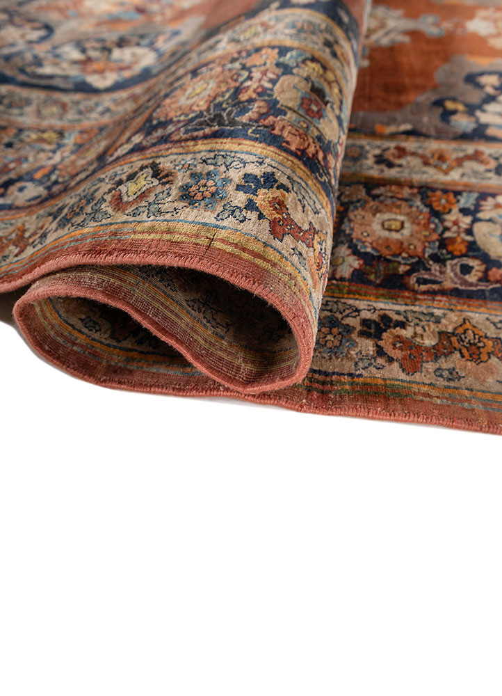 gulmarg red and orange silk hand knotted Rug - FoldShot