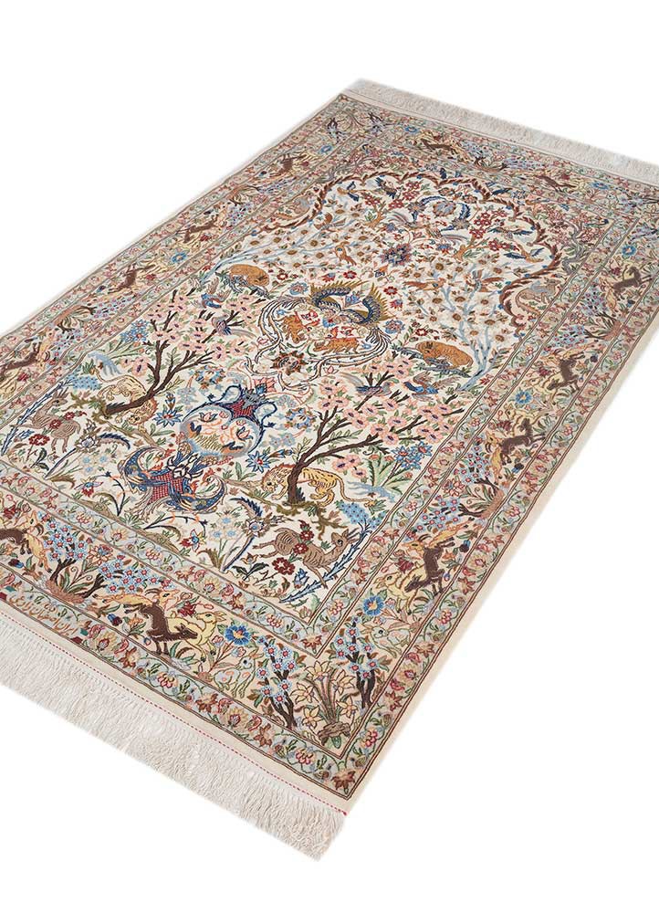 aalam blue wool and silk hand knotted Rug - FoldShot aalam blue wool and silk hand knotted Rug - FoldShot