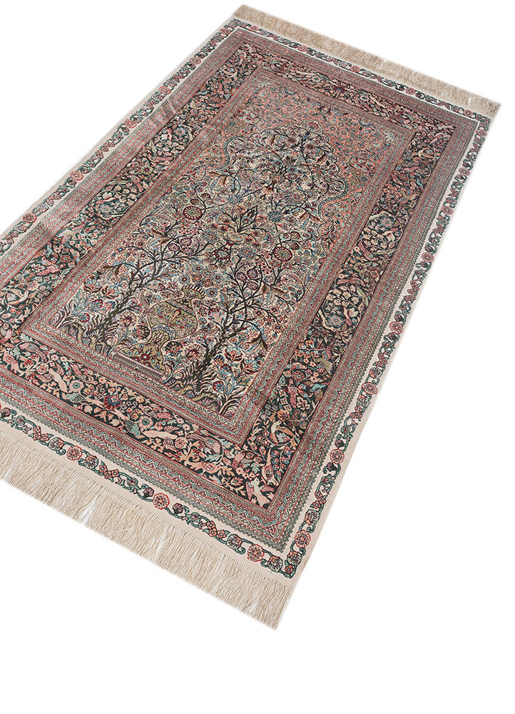 gulmarg pink and purple silk hand knotted Rug - FoldShot gulmarg pink and purple silk hand knotted Rug - FoldShot