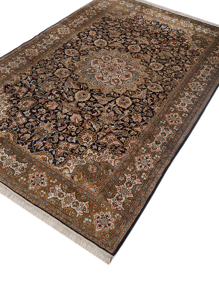 gulmarg blue silk hand knotted Rug - FoldShot gulmarg blue silk hand knotted Rug - FoldShot