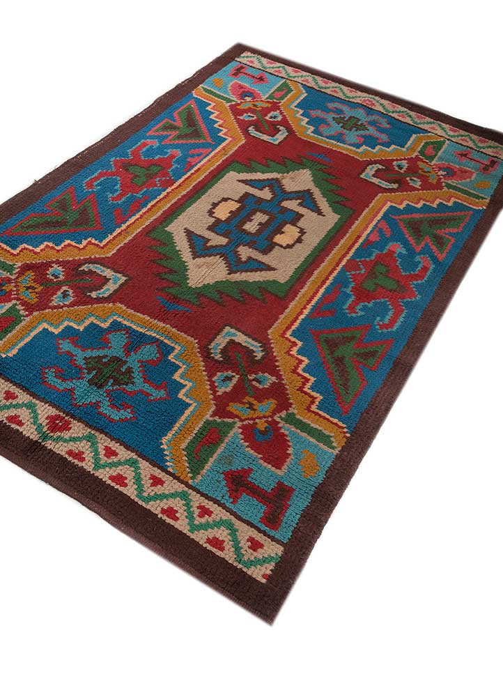 kiaan red and orange wool  Rug - FoldShot