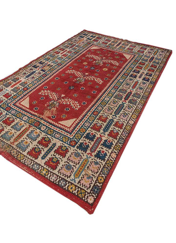 kiaan red and orange wool hand knotted Rug - FoldShot