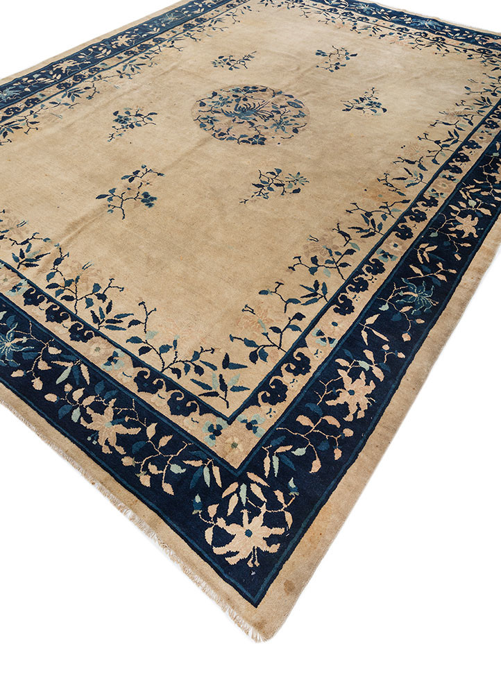 pechino beige and brown wool hand knotted Rug - FoldShot