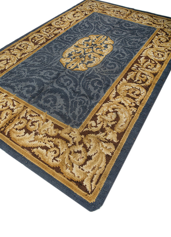 aalam blue wool hand knotted Rug - FoldShot aalam blue wool hand knotted Rug - FoldShot