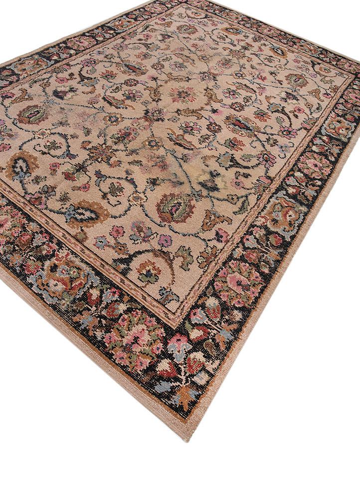 aalam beige and brown wool hand knotted Rug - FoldShot aalam beige and brown wool hand knotted Rug - FoldShot