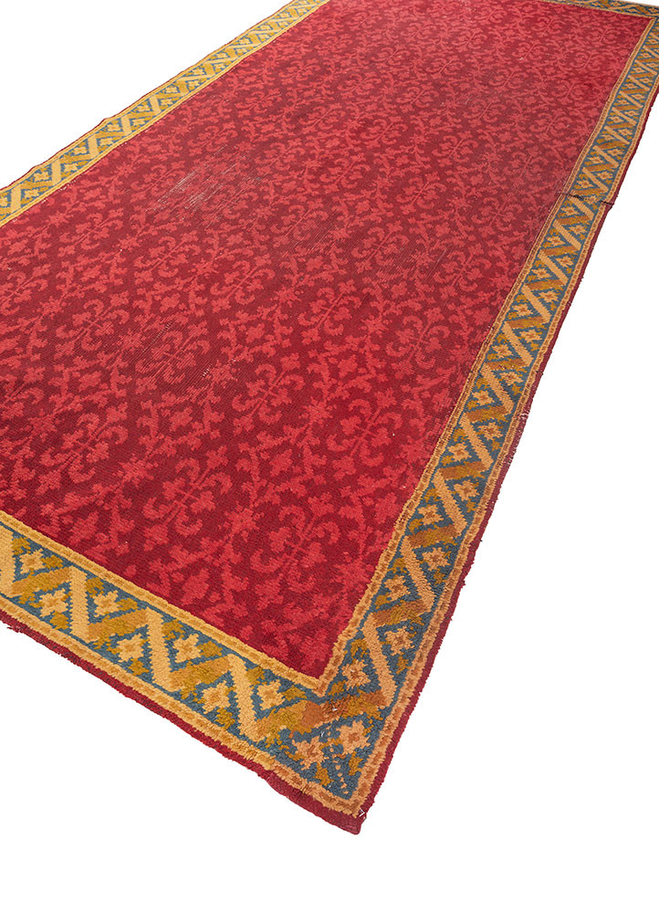 aalam red and orange wool hand knotted Rug - FoldShot