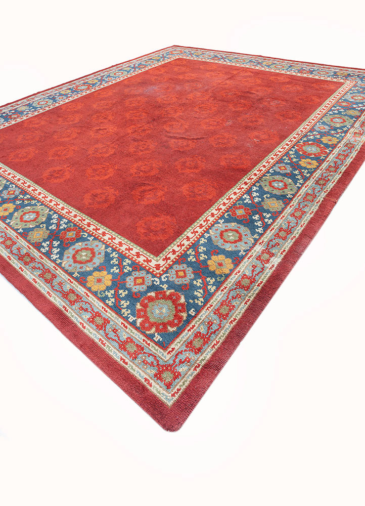 aalam red and orange wool hand knotted Rug - FoldShot aalam red and orange wool hand knotted Rug - FoldShot