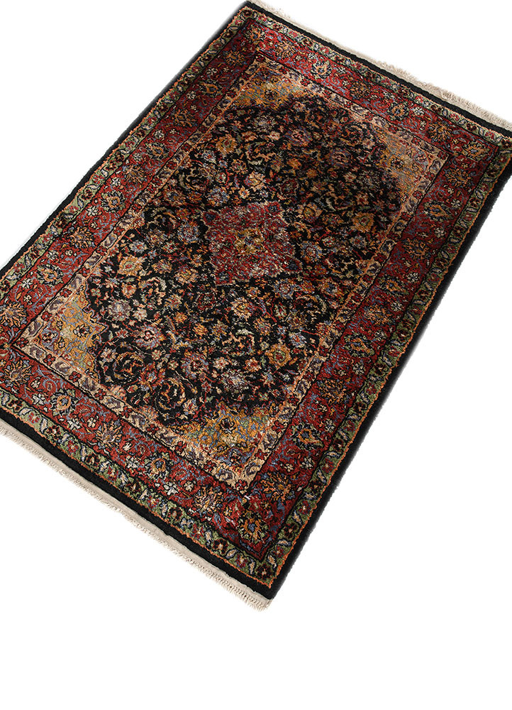 gulmarg red and orange silk hand knotted Rug - FoldShot