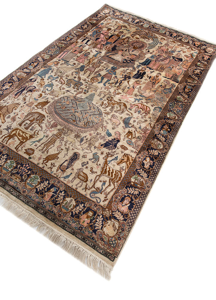 aalam blue wool hand knotted Rug - FoldShot aalam blue wool hand knotted Rug - FoldShot
