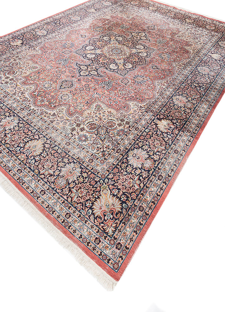 gulmarg red and orange silk hand knotted Rug - FoldShot gulmarg red and orange silk hand knotted Rug - FoldShot