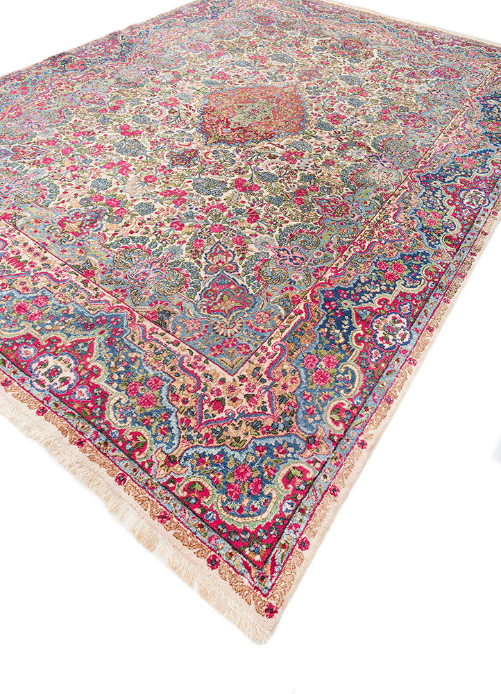 aalam pink and purple wool hand knotted Rug - FoldShot