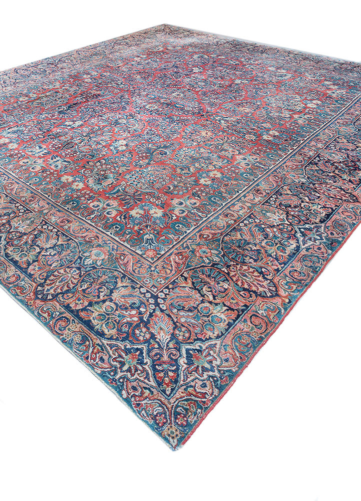 aalam blue wool hand knotted Rug - FoldShot aalam blue wool hand knotted Rug - FoldShot