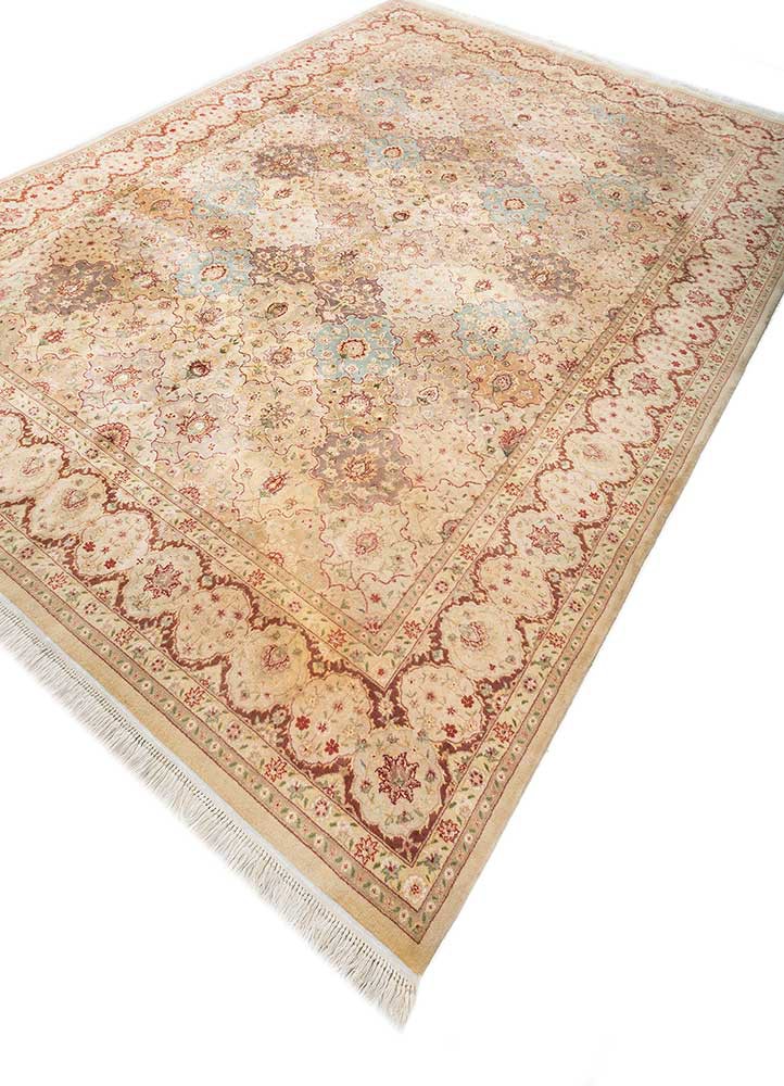 Aalam Green Hand Knotted Wool and Silk Rugs Pae6034 Jaipur Rugs USA