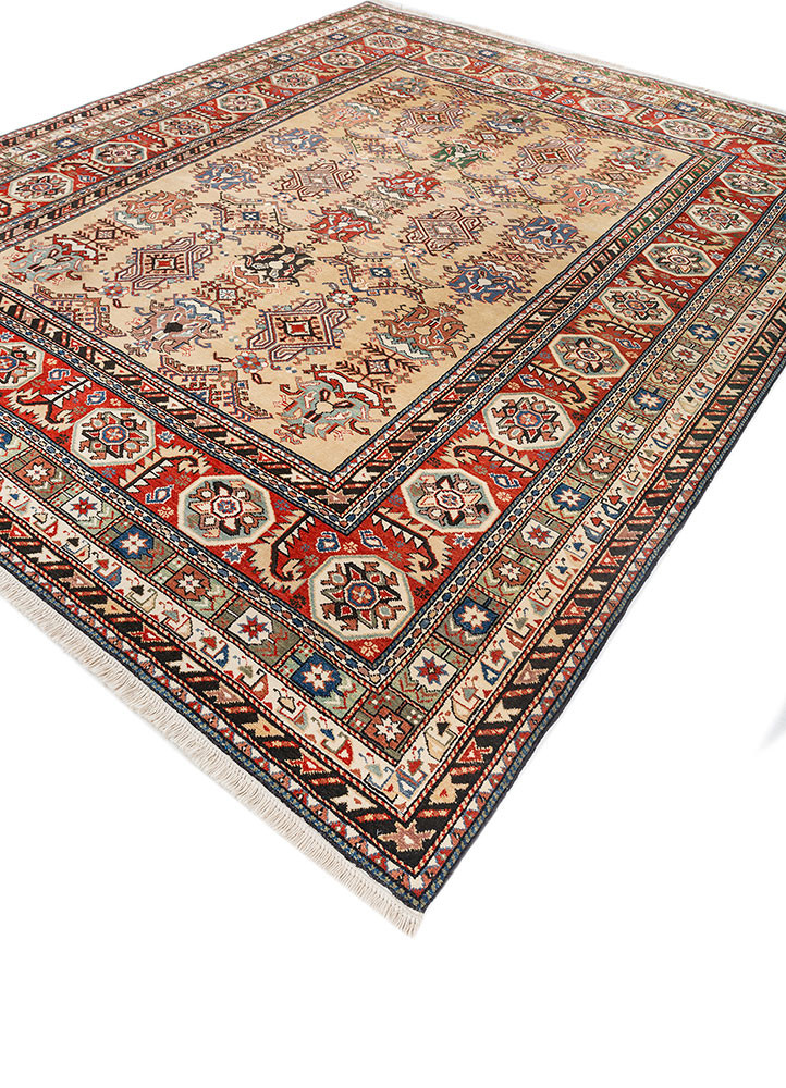 aalam red and orange wool hand knotted Rug - FoldShot