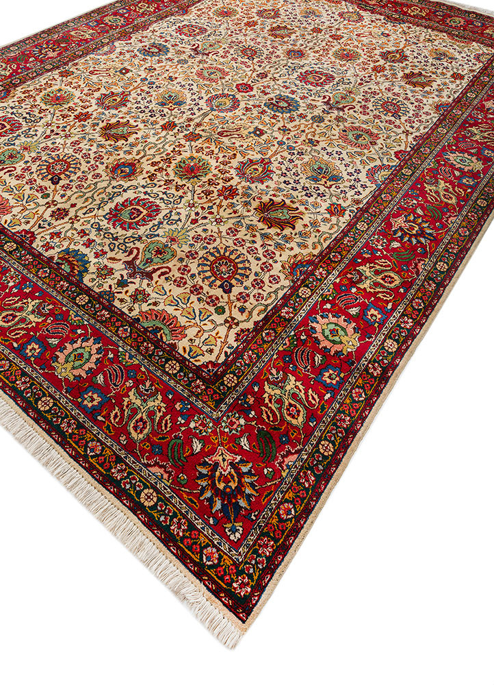 aalam red and orange wool hand knotted Rug - FoldShot