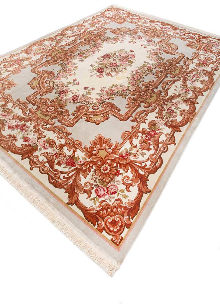 pechino red and orange wool hand knotted Rug - FoldShot