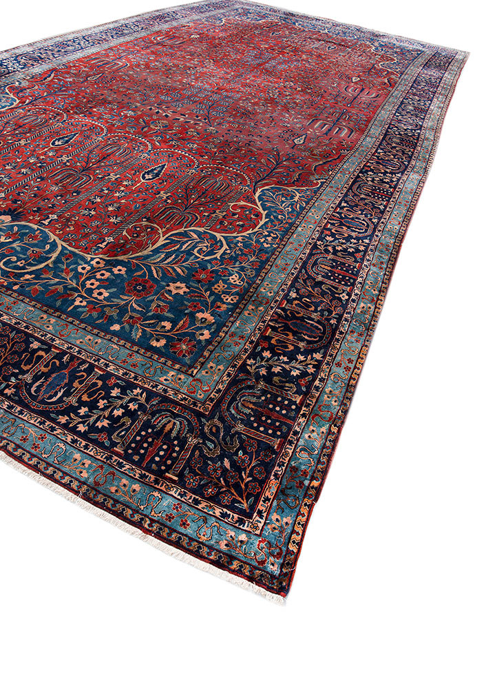 aalam blue wool hand knotted Rug - FoldShot aalam blue wool hand knotted Rug - FoldShot