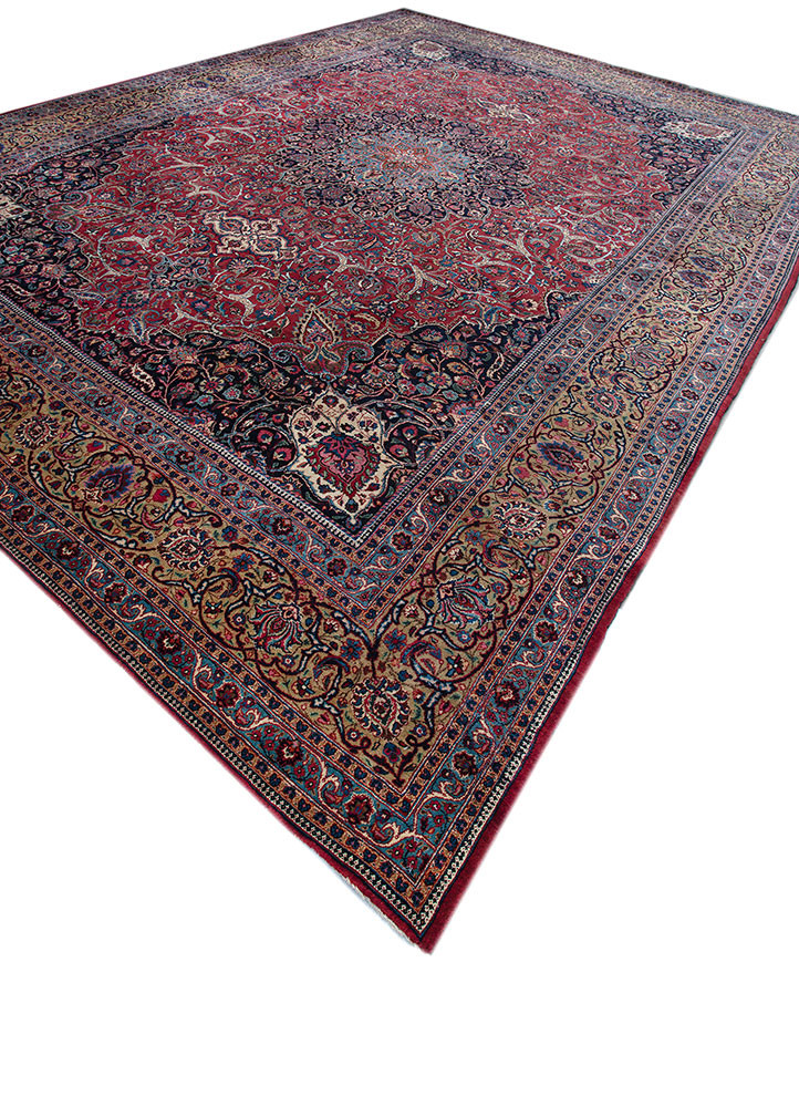 aalam blue wool hand knotted Rug - FoldShot