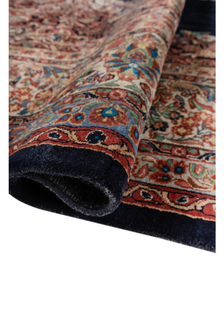 aalam blue wool hand knotted Rug - FoldShot aalam blue wool hand knotted Rug - FoldShot