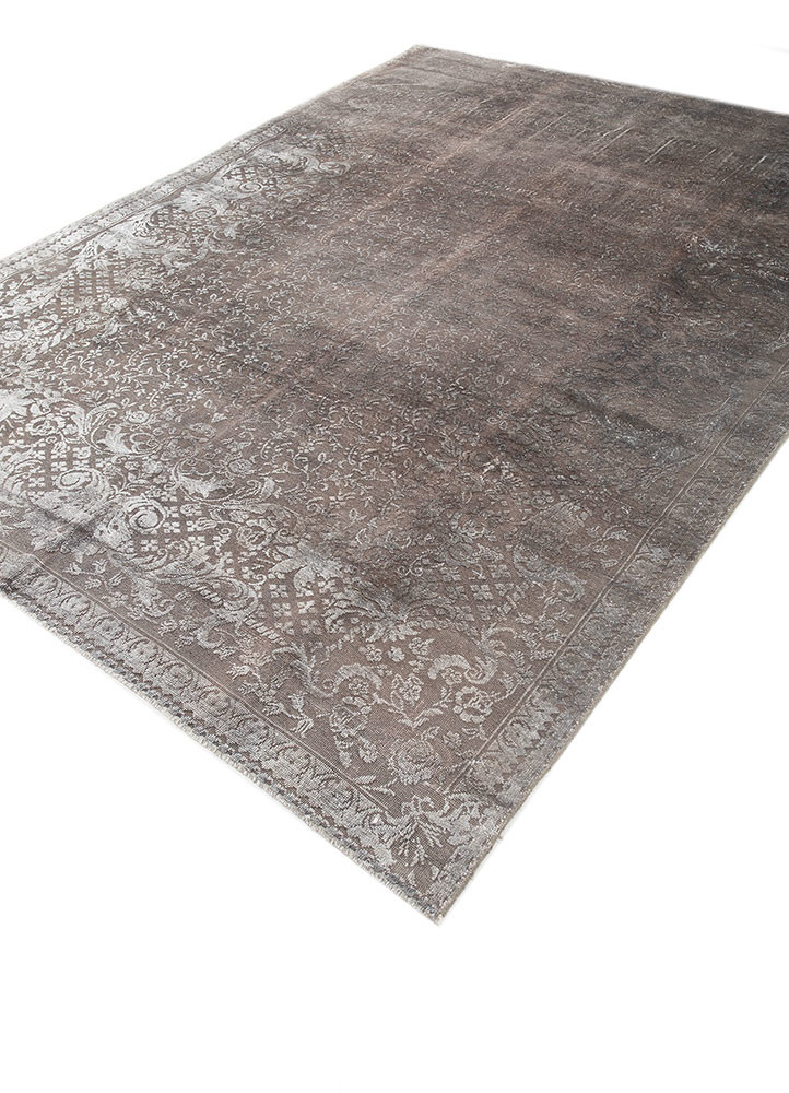 azalea grey and black wool and silk hand knotted Rug - FoldShot