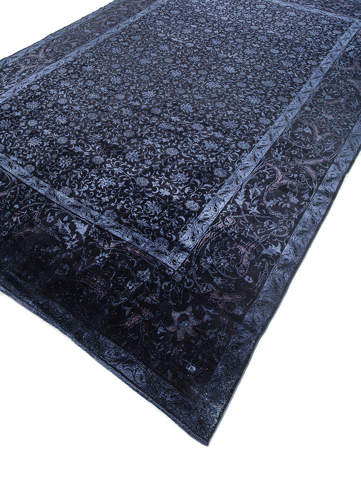 aalam blue wool and silk hand knotted Rug - FoldShot aalam blue wool and silk hand knotted Rug - FoldShot