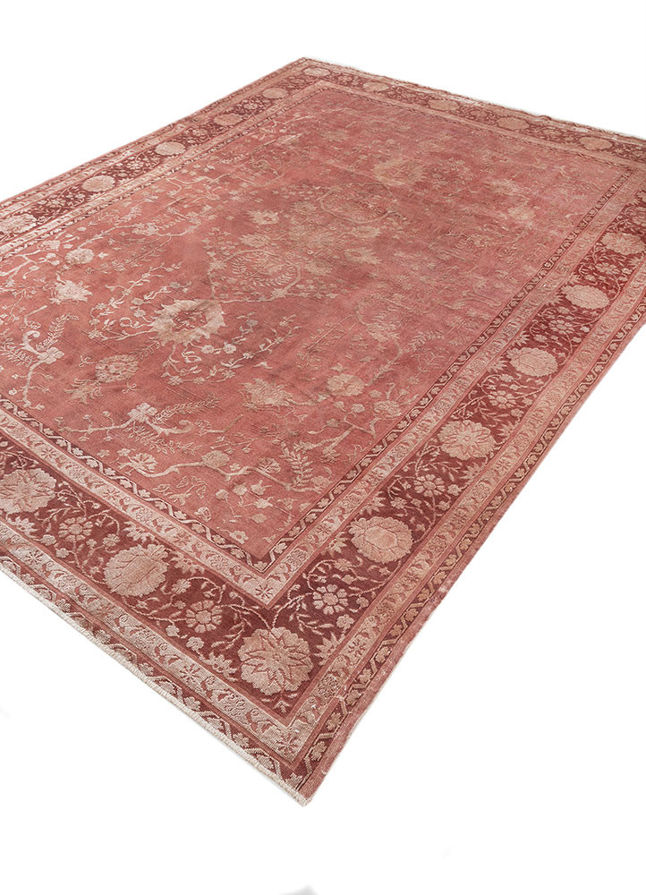 aalam red and orange wool and silk hand knotted Rug - FoldShot aalam red and orange wool and silk hand knotted Rug - FoldShot