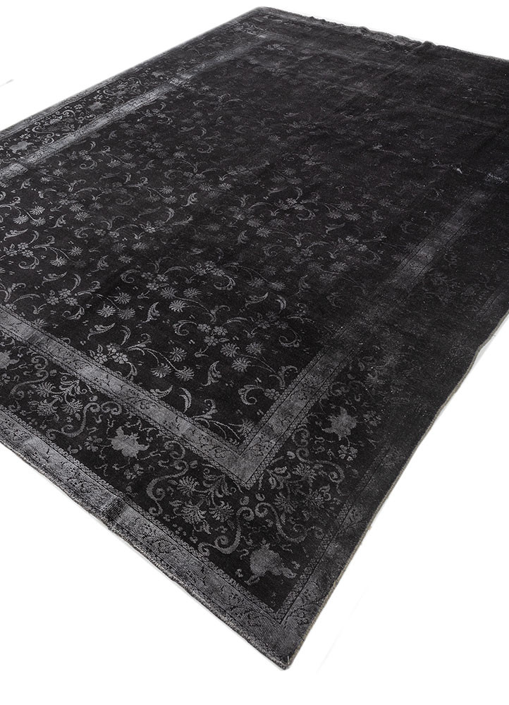 azalea grey and black wool and silk hand knotted Rug - FoldShot