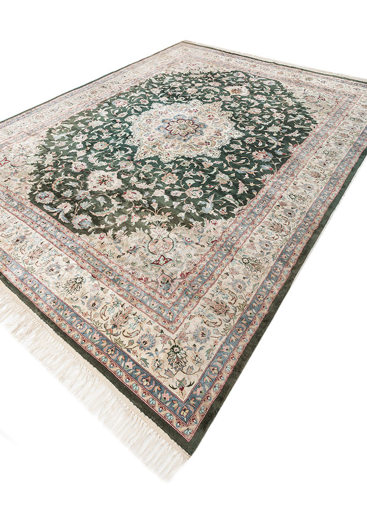 gulmarg green silk hand knotted Rug - FoldShot gulmarg green silk hand knotted Rug - FoldShot