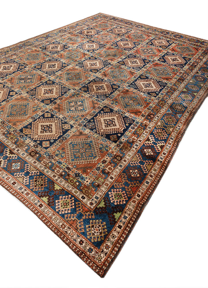 aalam blue wool hand knotted Rug - FoldShot aalam blue wool hand knotted Rug - FoldShot