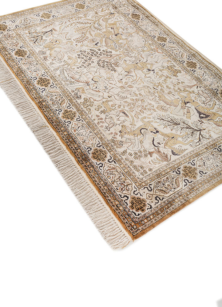 gulmarg ivory silk hand knotted Rug - FoldShot gulmarg ivory silk hand knotted Rug - FoldShot