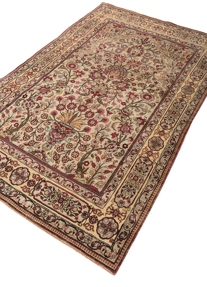 gulmarg red and orange silk hand knotted Rug - FoldShot