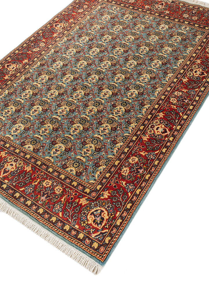aalam red and orange wool hand knotted Rug - FoldShot