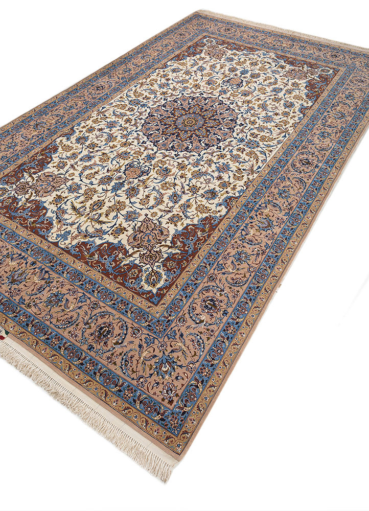 aalam blue wool and silk hand knotted Rug - FoldShot