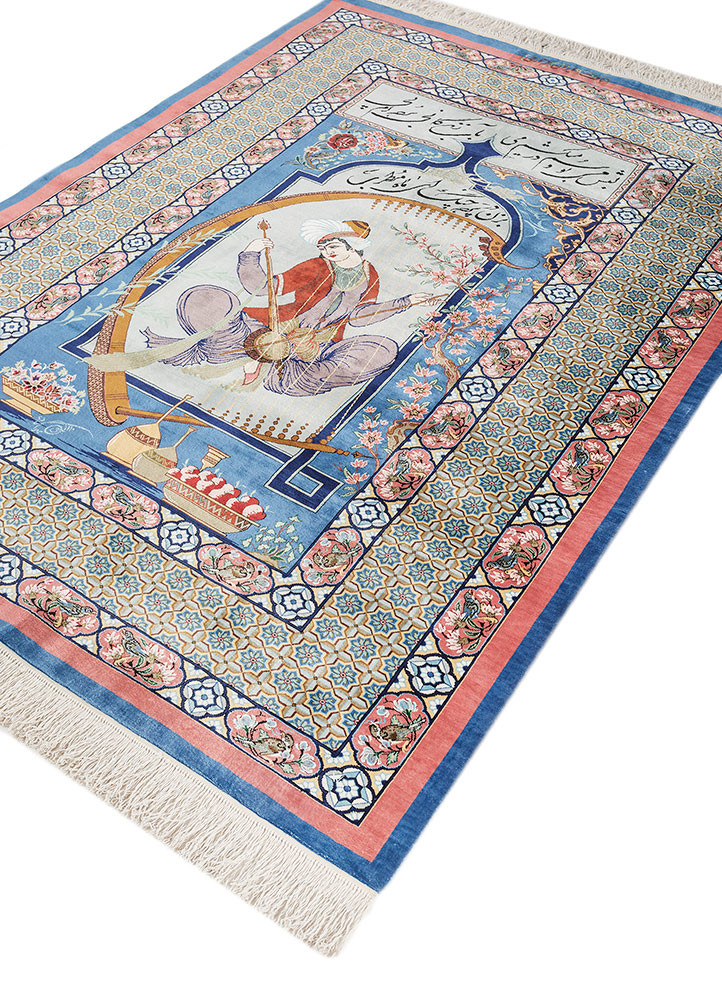 gulmarg blue silk hand knotted Rug - FoldShot
