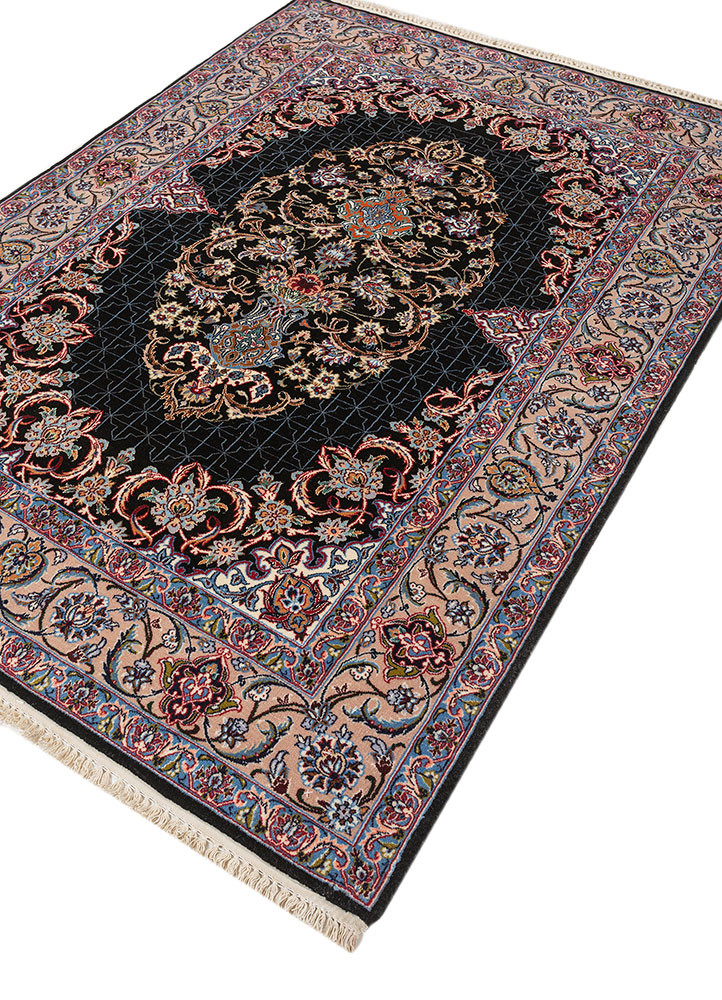 aalam blue wool and silk hand knotted Rug - FoldShot aalam blue wool and silk hand knotted Rug - FoldShot