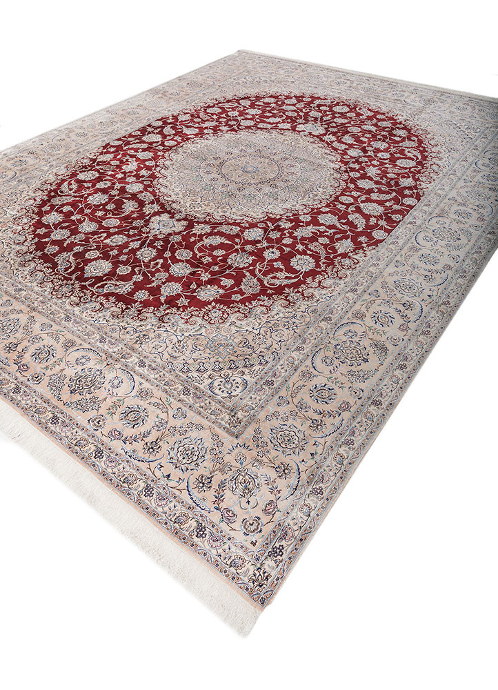 gulmarg red and orange silk hand knotted Rug - FoldShot gulmarg red and orange silk hand knotted Rug - FoldShot