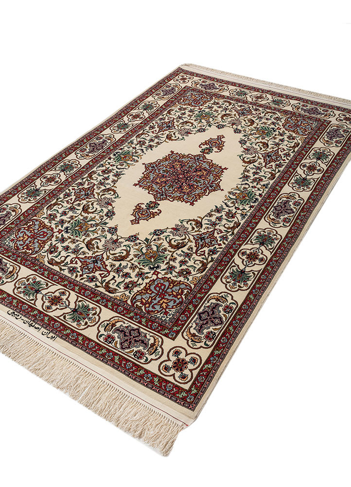 aalam ivory wool hand knotted Rug - FoldShot